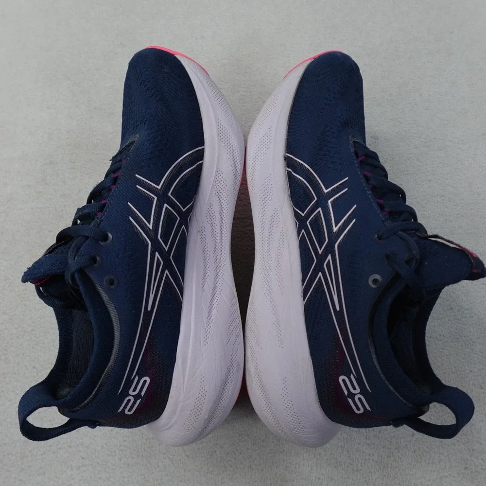 ASICS Gel Nimbus 25 Womens 7 Running Shoes Navy Pink PureGEL FF Blast Gym